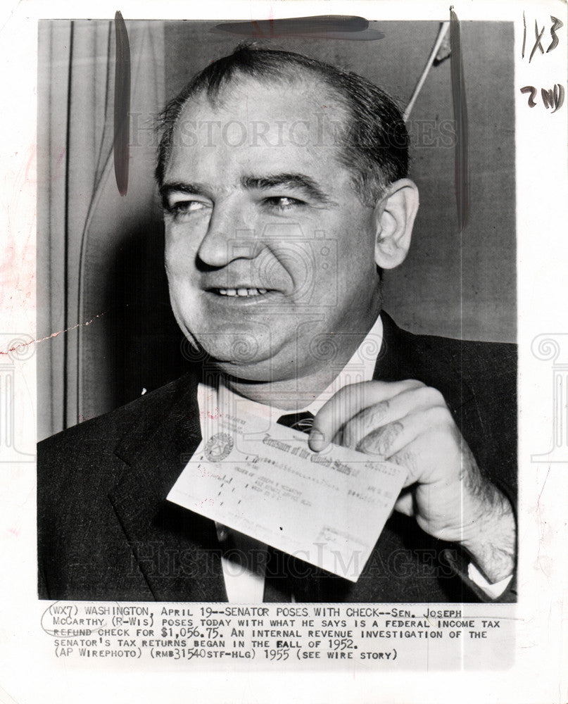 1955 Press Photo Joseph McCarthy, Senator - Historic Images