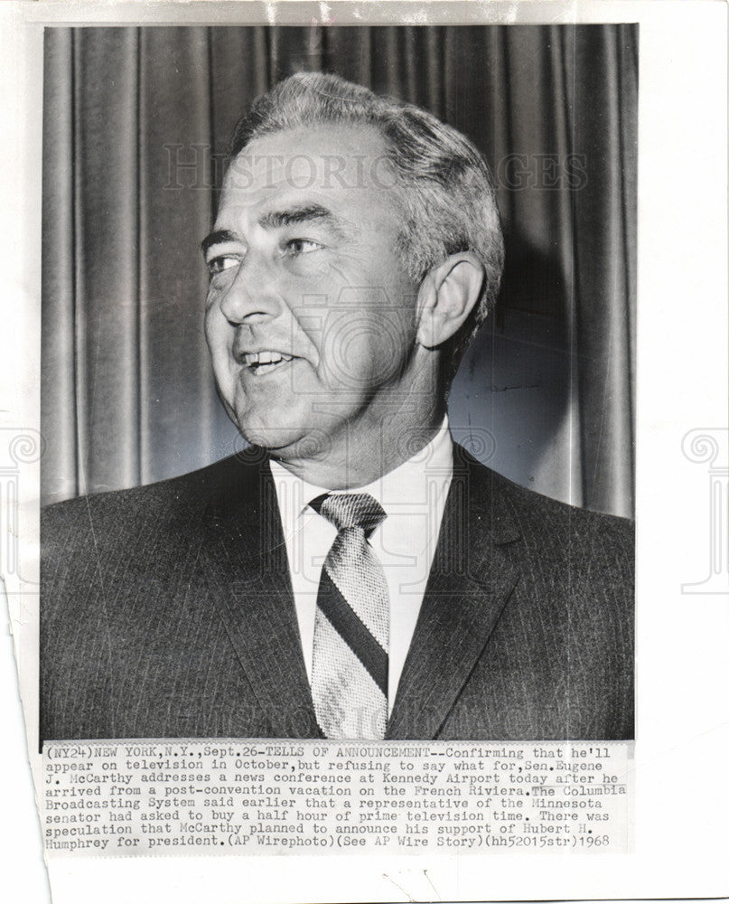 1968 Press Photo Eugene McCarthy politician Minnesota - Historic Images