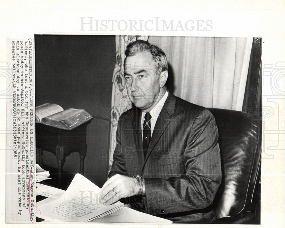 1968 Press Photo Eugene McCarthy Senator Democratic U.S - Historic Images