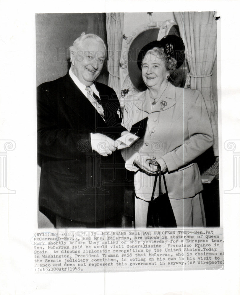 1949 Press Photo Sen. Pat McCarran Generalissimo Franco - Historic Images