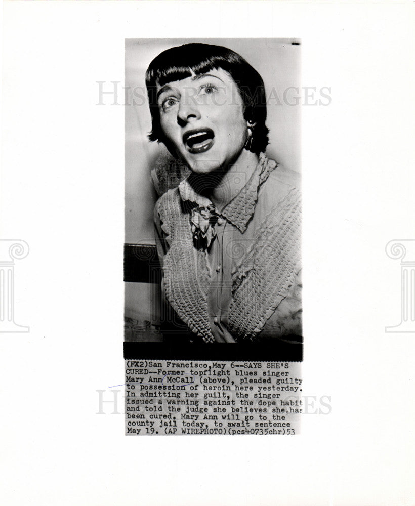 1953 Press Photo Mary Ann McCall US jazz blues singer - Historic Images