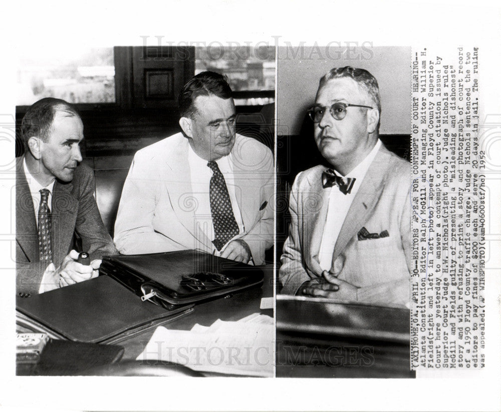 1952 Press Photo Ralph McGill William Fields hearing - Historic Images