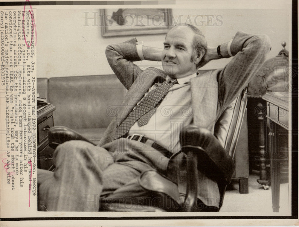 1975 Press Photo Sen. George McGovern 1972 Election - Historic Images