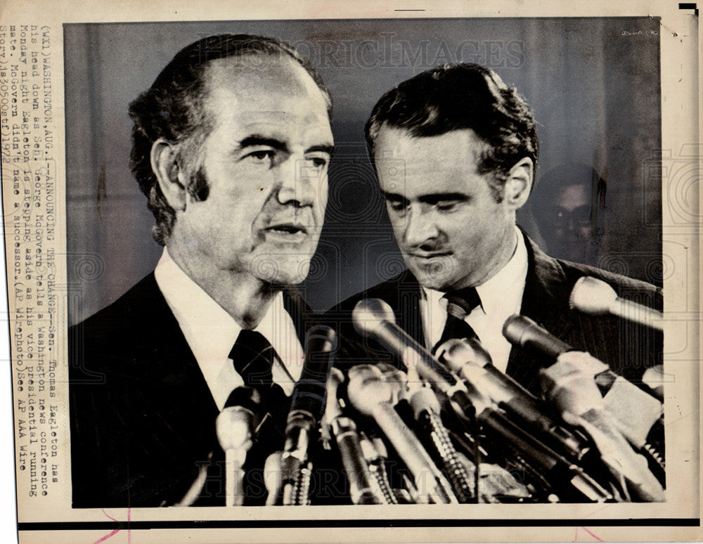 1972 Press Photo Thomas Eagleton, George McGovern - Historic Images