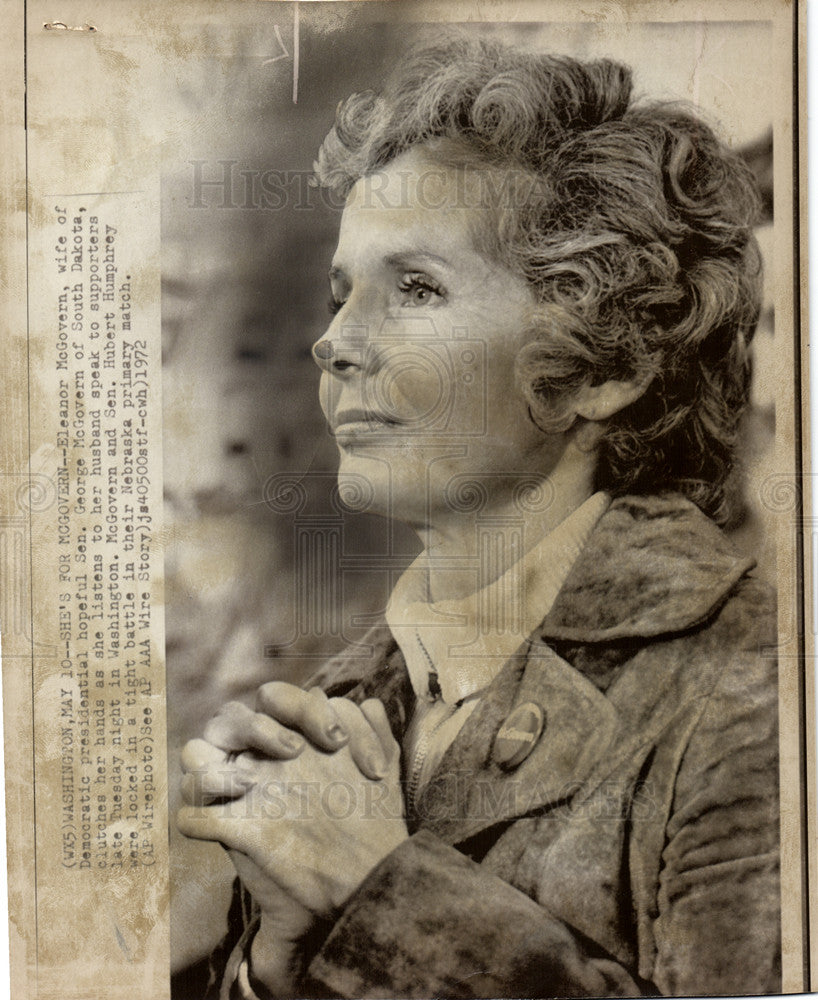 1972 Press Photo SHE&#39;S FOR MCGOVERN, Eleanor McGovern - Historic Images