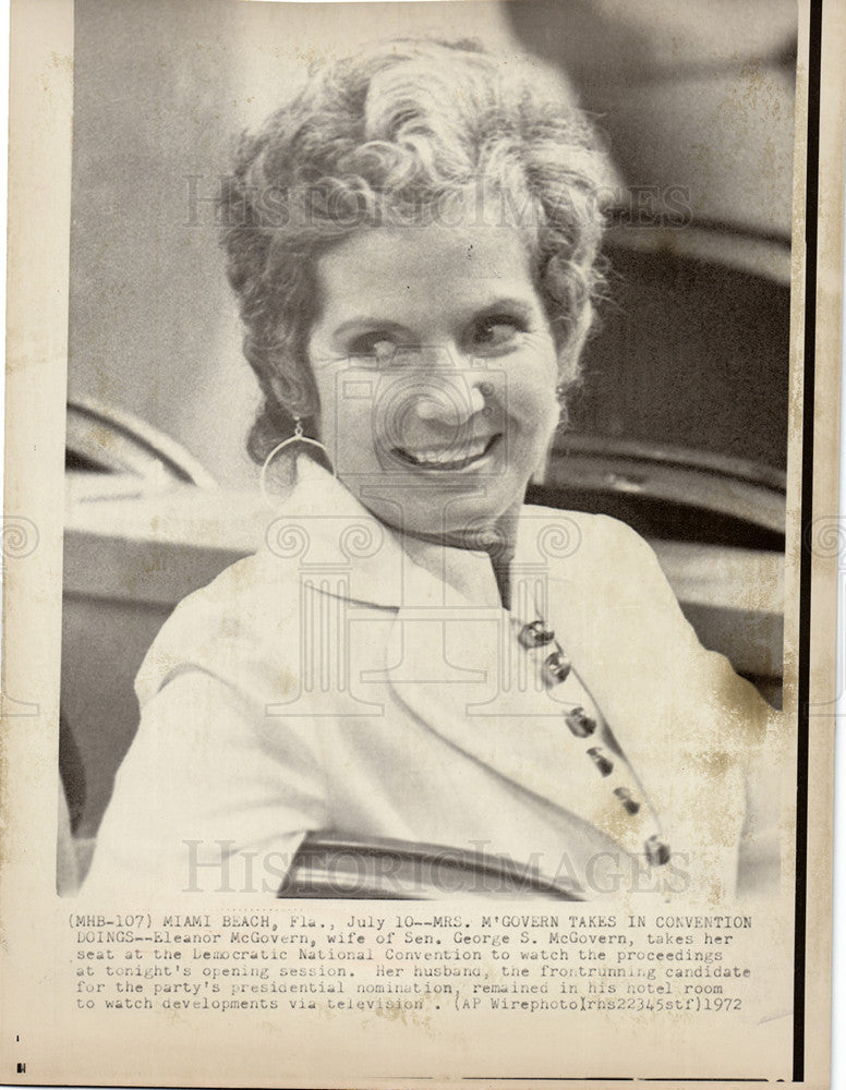 1972 Press Photo Eleanor McGovern Democratic Convention - Historic Images