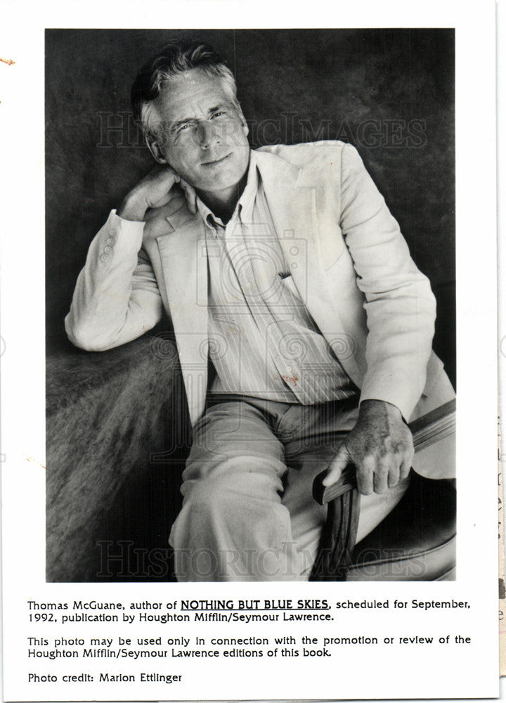 1992 Press Photo Thomas McGuane American author - Historic Images