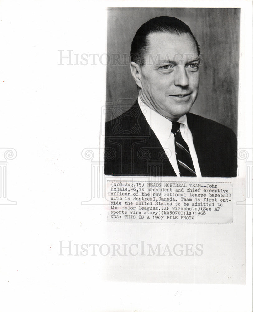 1968 Press Photo John McHale President National Basebal - Historic Images