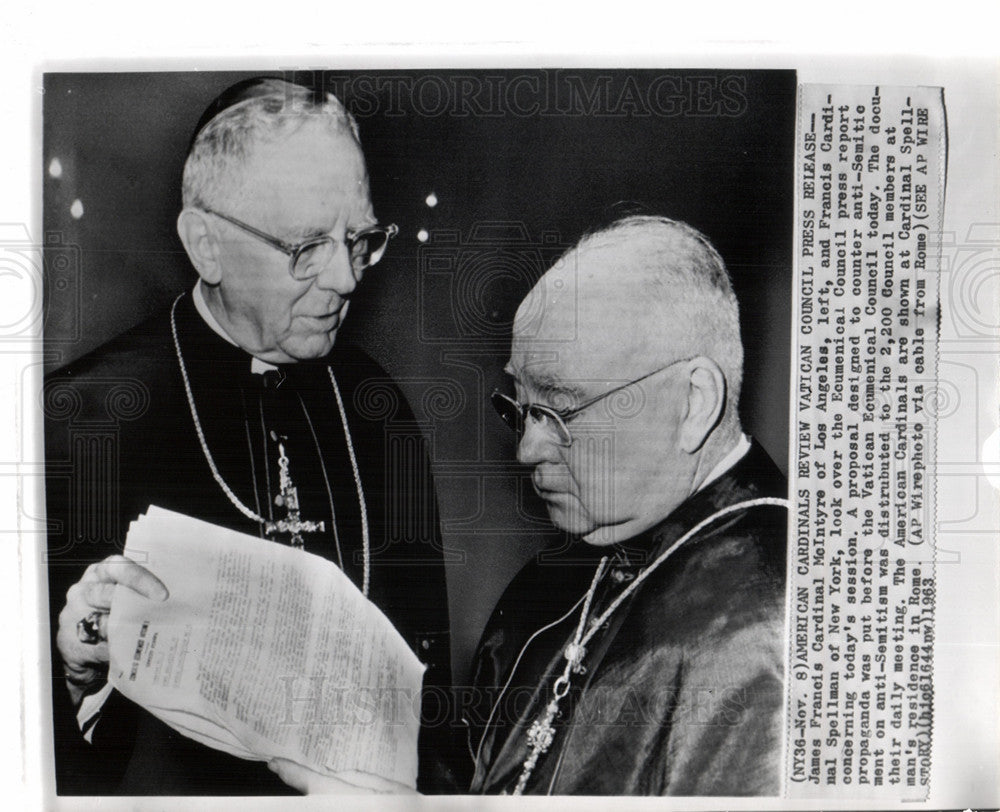 1963 Press Photo ames Francis Cardinal McIntyre of Los - Historic Images