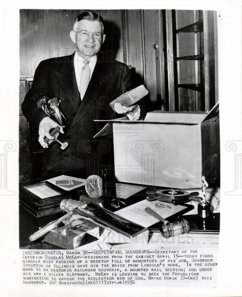 1956 Press Photo interior secretary Douglas McKay - Historic Images