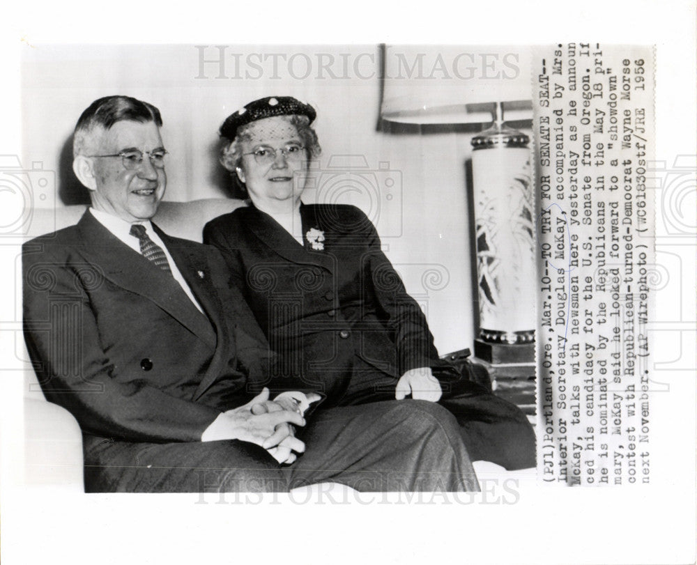 1956 Press Photo Douglas McKay Interior Secretary - Historic Images