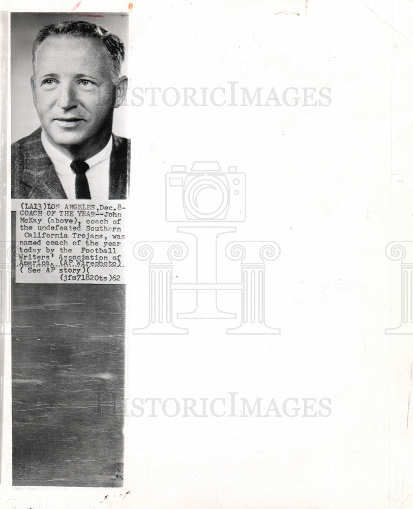 1962 Press Photo John McKay coach of the year Trojans - Historic Images