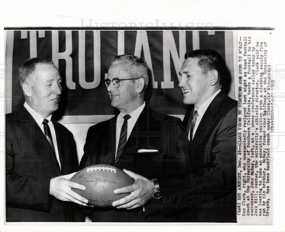 1959 Press Photo don clark john mckay football coach - Historic Images