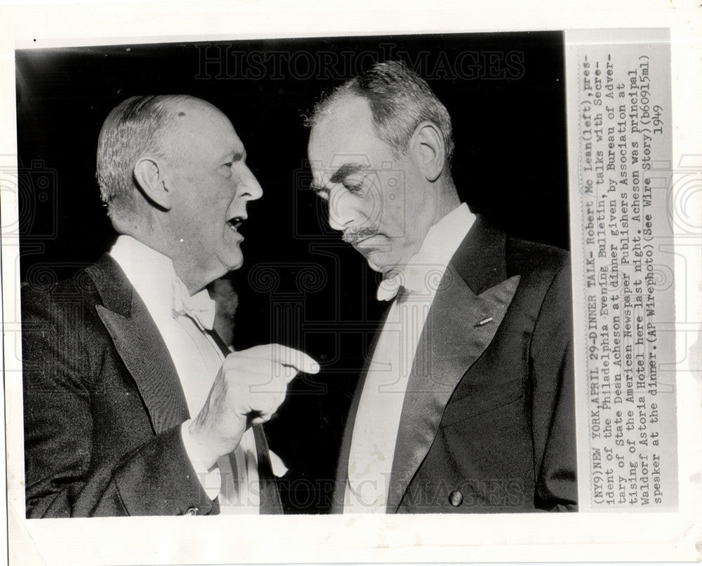 1949 Press Photo DINNER TALK NEW YORK Robert mac Lean - Historic Images