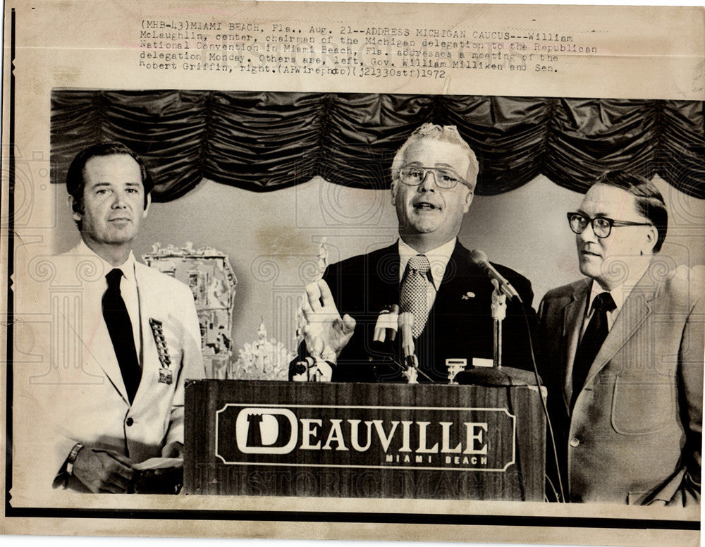 1972 Press Photo WIlliam F. McLaughlin Caucus Michigan - Historic Images