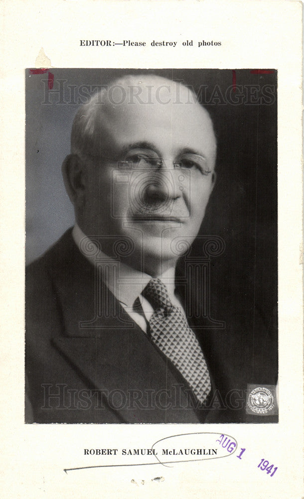 1941 Press Photo Robert Samuel McLaughlin, GM of Canada - Historic Images