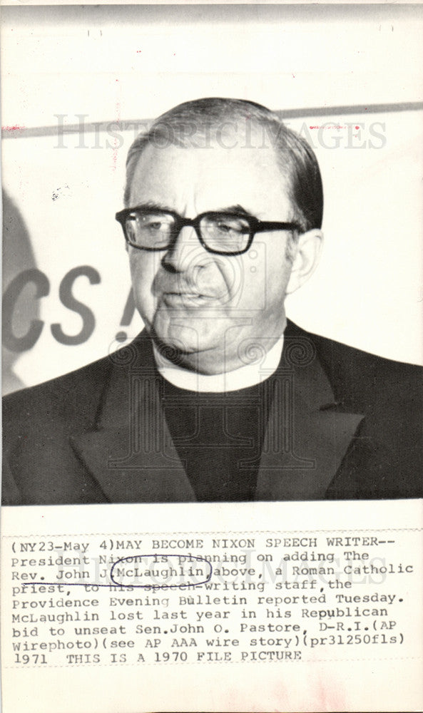 1971 Press Photo President Nixon, Rev.John J.McLaughlin - Historic Images