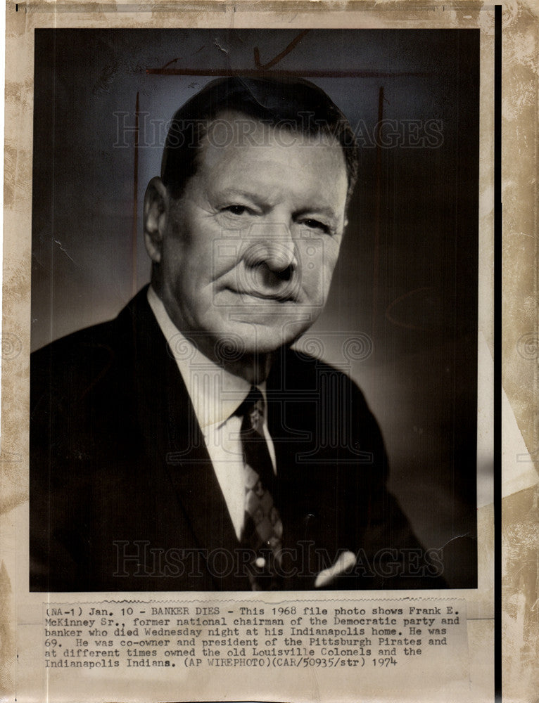 1974 Press Photo Frank E. McKinney Sr. Democratic party - Historic Images