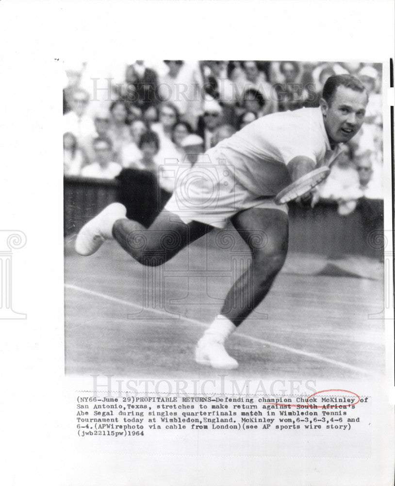 1964 Press Photo Chuck McKinley defends Wimbledon Cup - Historic Images