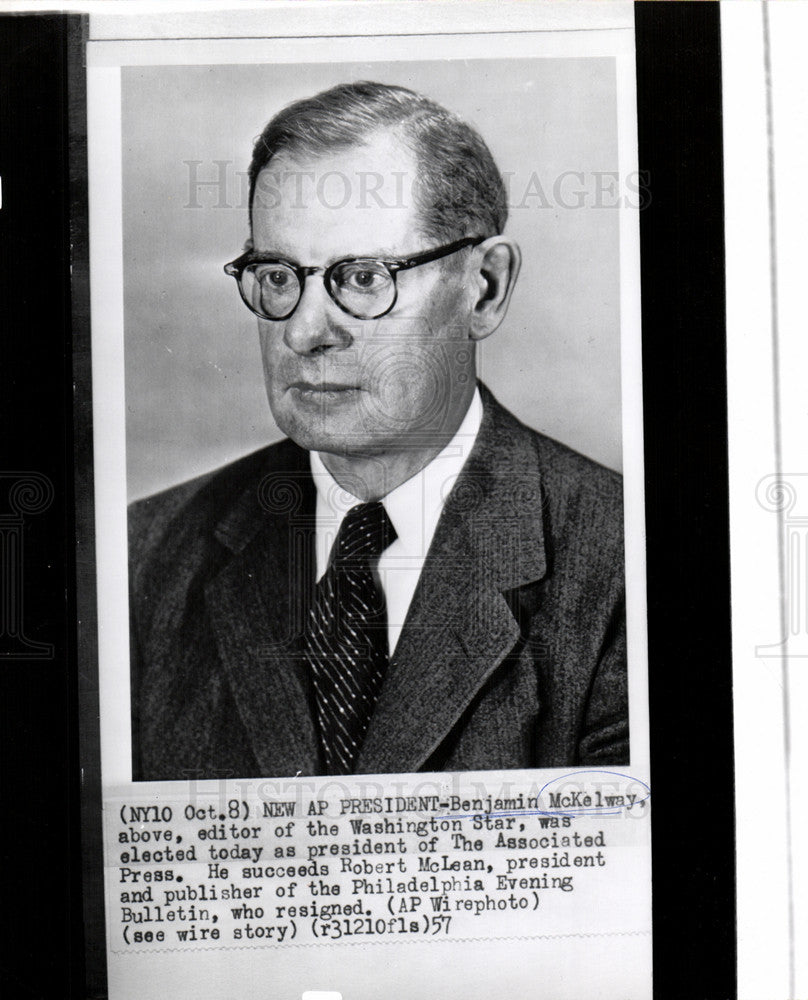 1957 Press Photo Benjamin McKelway President of The A.P - Historic Images