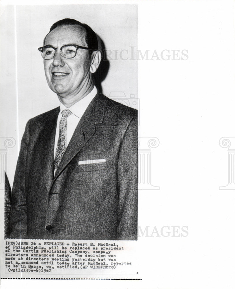 1962 Press Photo Robert MacNeal Curtis Publishing Co - Historic Images