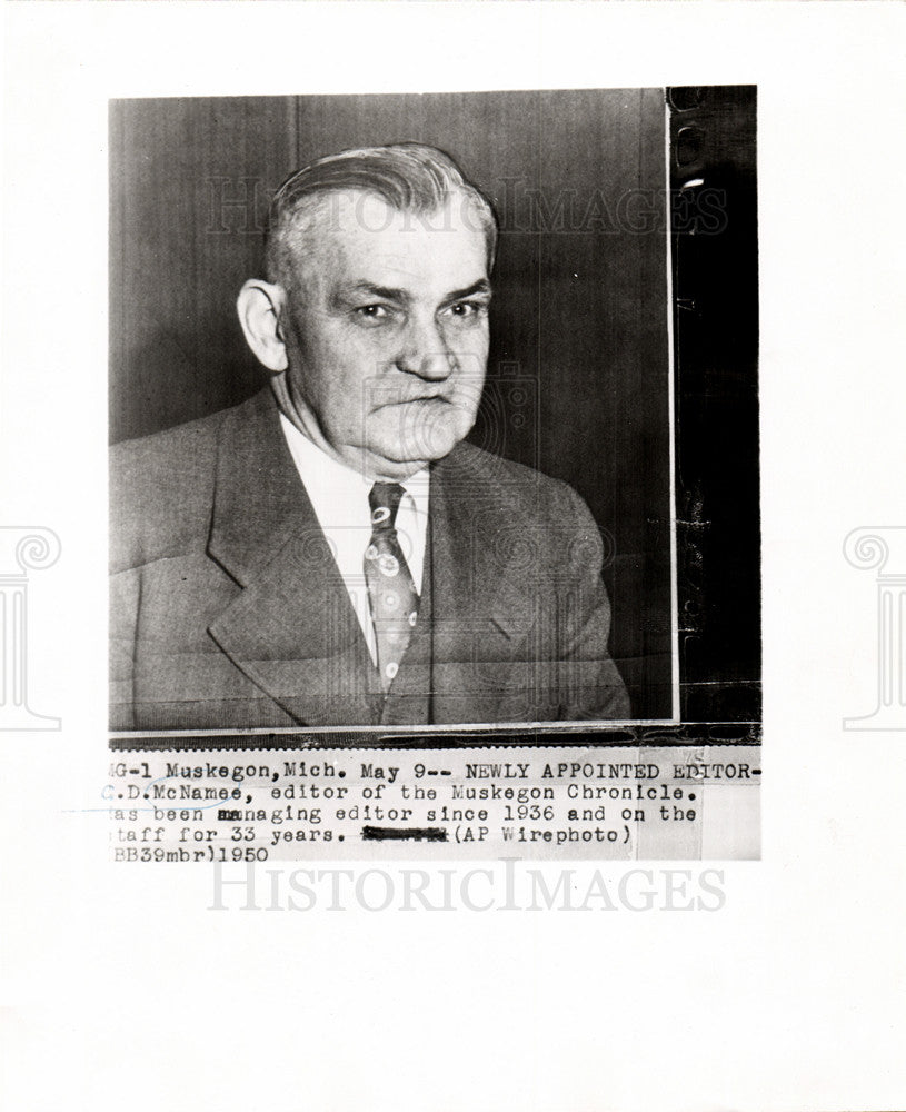 1950 Press Photo C.D.McNamee Managing Editor Muskegon - Historic Images
