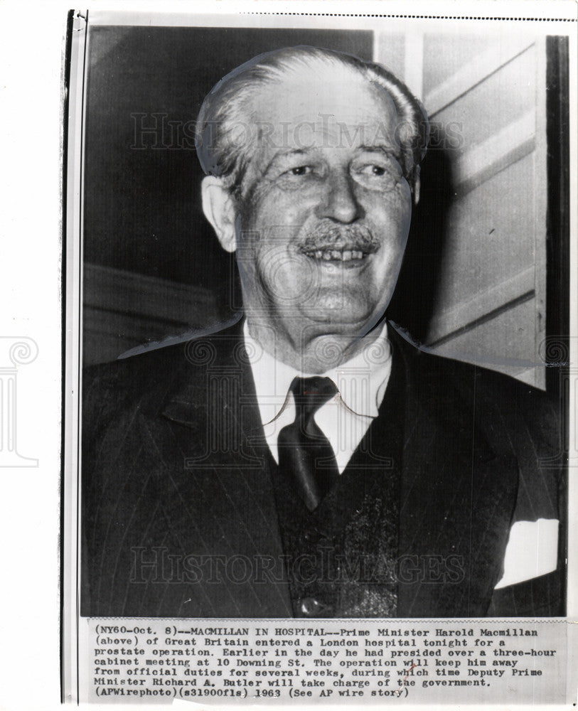 1963 Press Photo Harold Macmillan Prime Minister UK - Historic Images