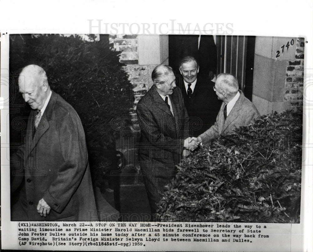 1959 Press Photo Eisenhower Macmillan John Dulles Lord - Historic Images