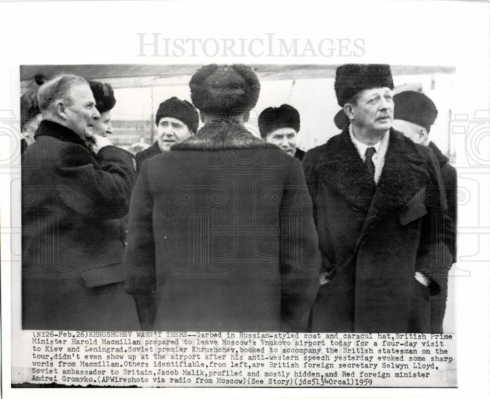 1959 Press Photo Harold Macmillan British PM Moscow - Historic Images