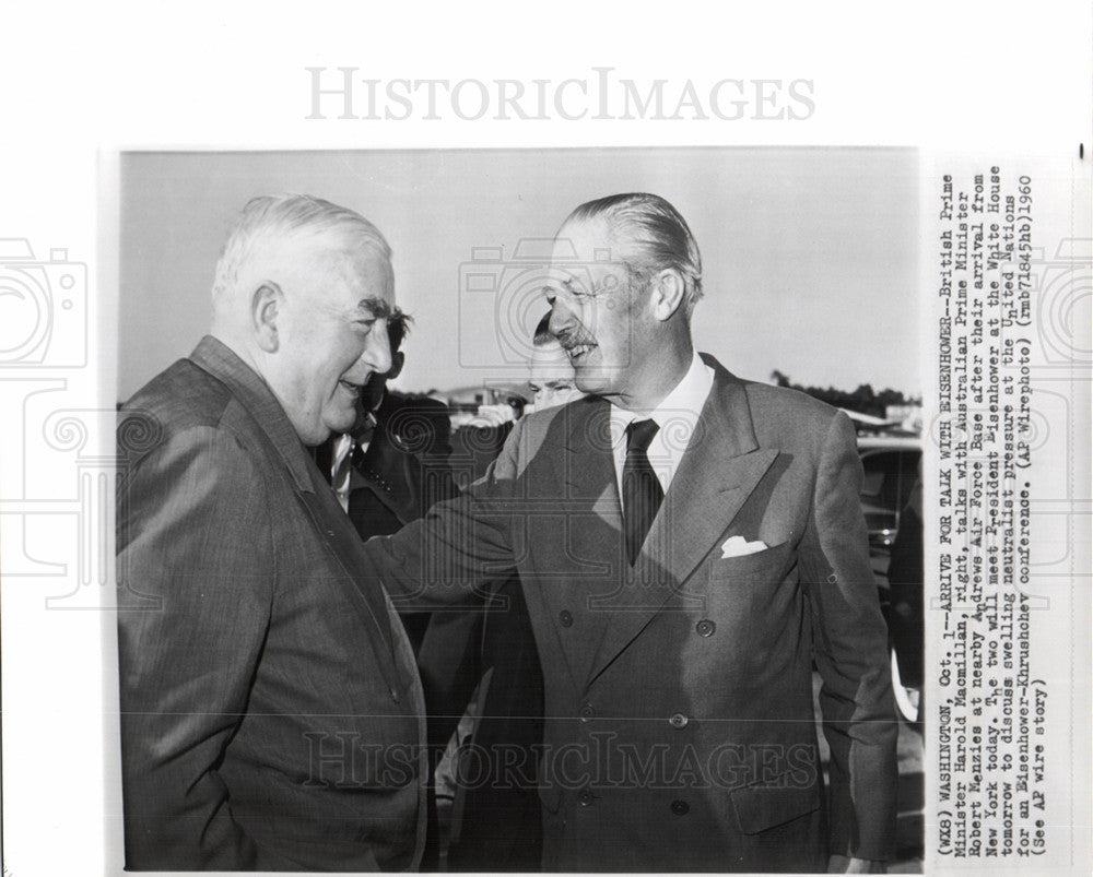 1960 Press Photo Harold McMillan, Robert Menzies - Historic Images
