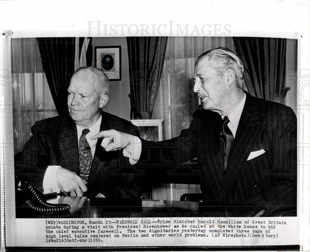 1959 Press Photo PM Harold Macmillan Eisenhower visit - Historic Images