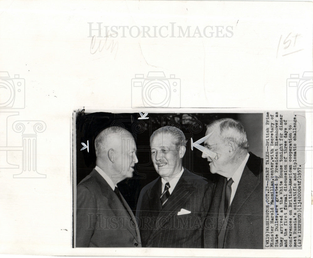 1957 Press Photo Harold Macmillan Eisenhower - Historic Images