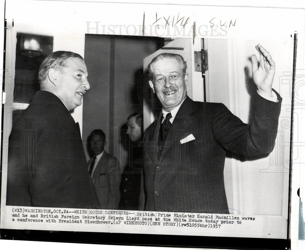 1957 Press Photo Harold Macmillen Selwyn Lloyd England - Historic Images