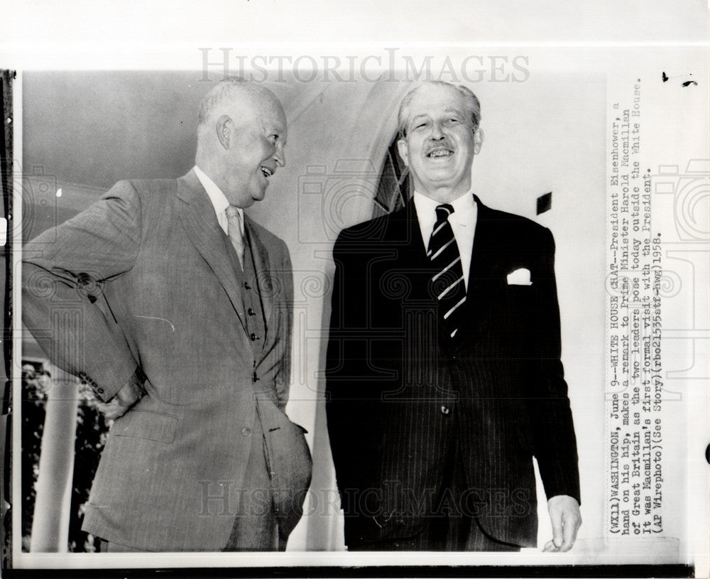 1958 Press Photo President Eisenhower Harold Macmillian - Historic Images