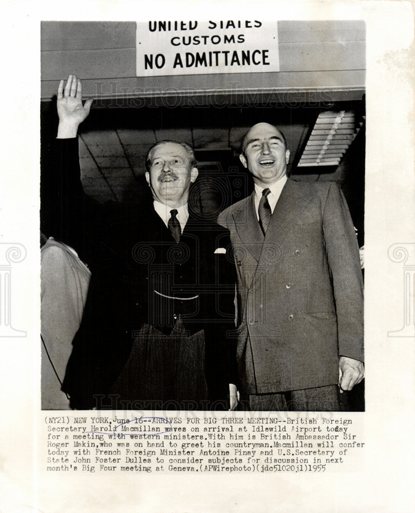 1955 Press Photo Harold Macmillan Sir Roger Makins - Historic Images