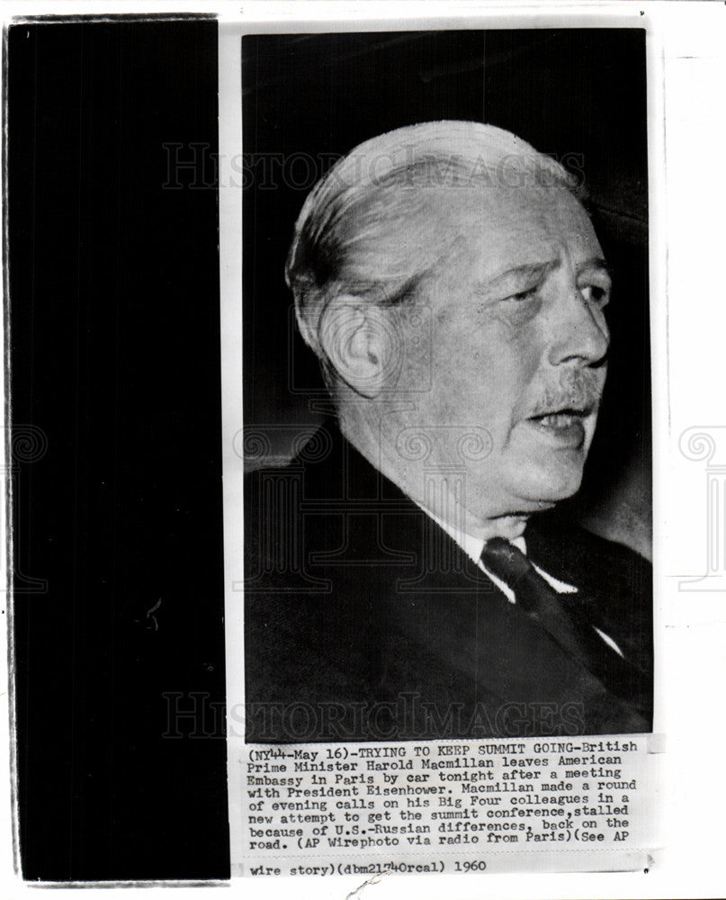 1960 Press Photo Maurice Harold Macmillan Prime Ministe - Historic Images