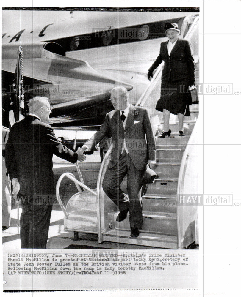 1958 Press Photo Harold Macmillan, John Foster Dulles - Historic Images