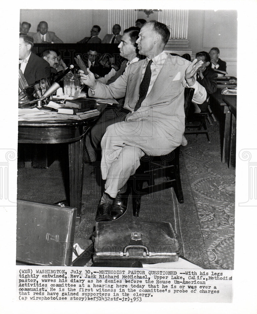 1953 Press Photo Rev. Jack McMichael communist hearing - Historic Images