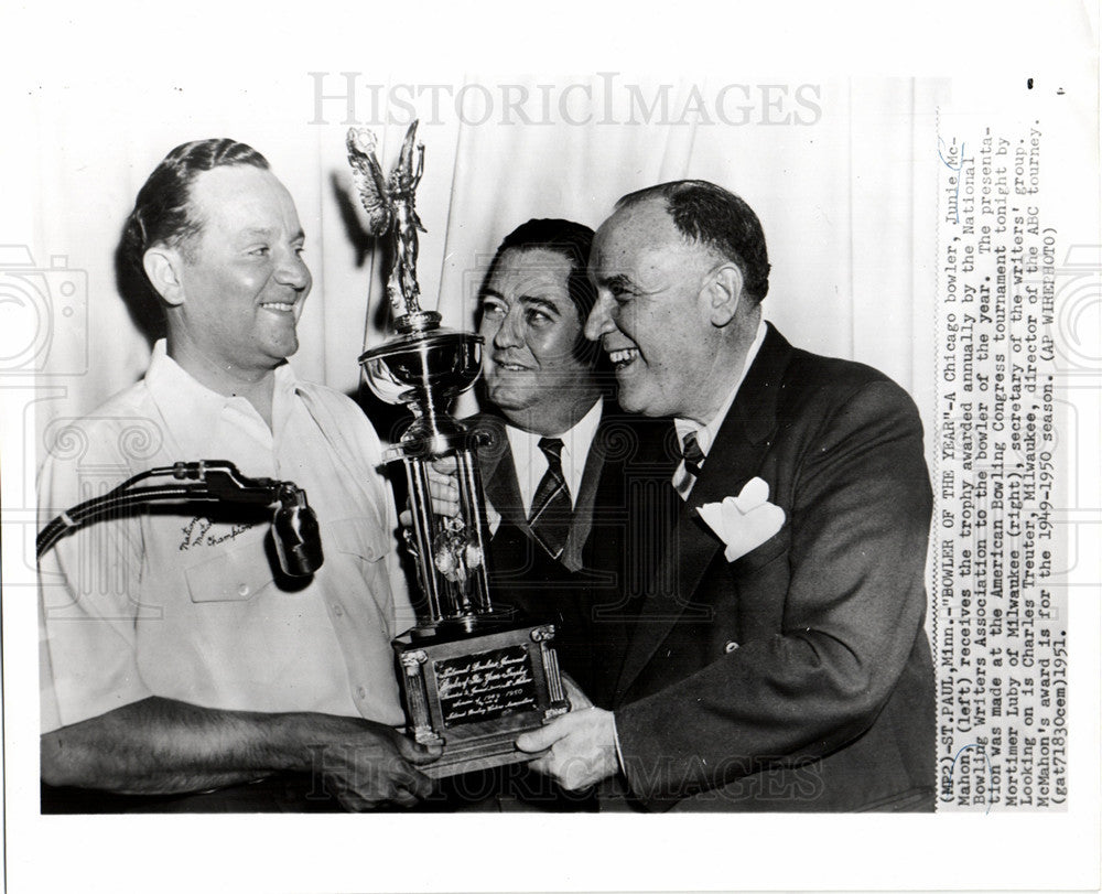 1951 Press Photo Junie McMahon Bowler Year ABC tourney - Historic Images