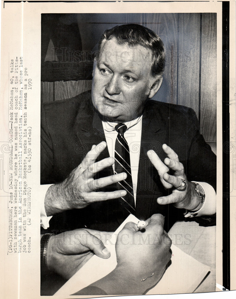 1970 Press Photo Jack McMahon Basketball Player Coach - Historic Images