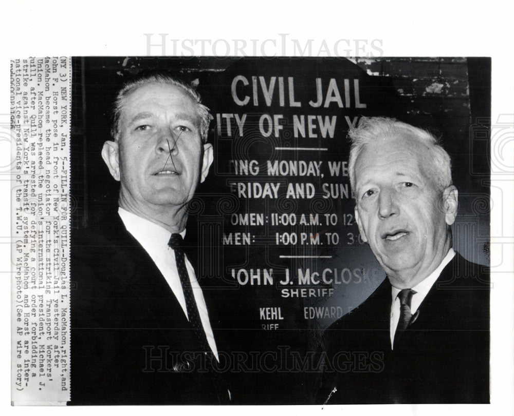 1966 Press Photo Douglas MacMahon John Horst NY jail - Historic Images