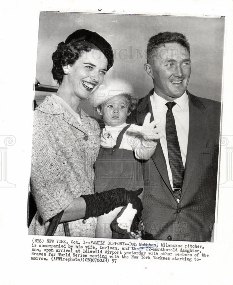 1957 Press Photo Donald John McMahon darleen Baseball - Historic Images