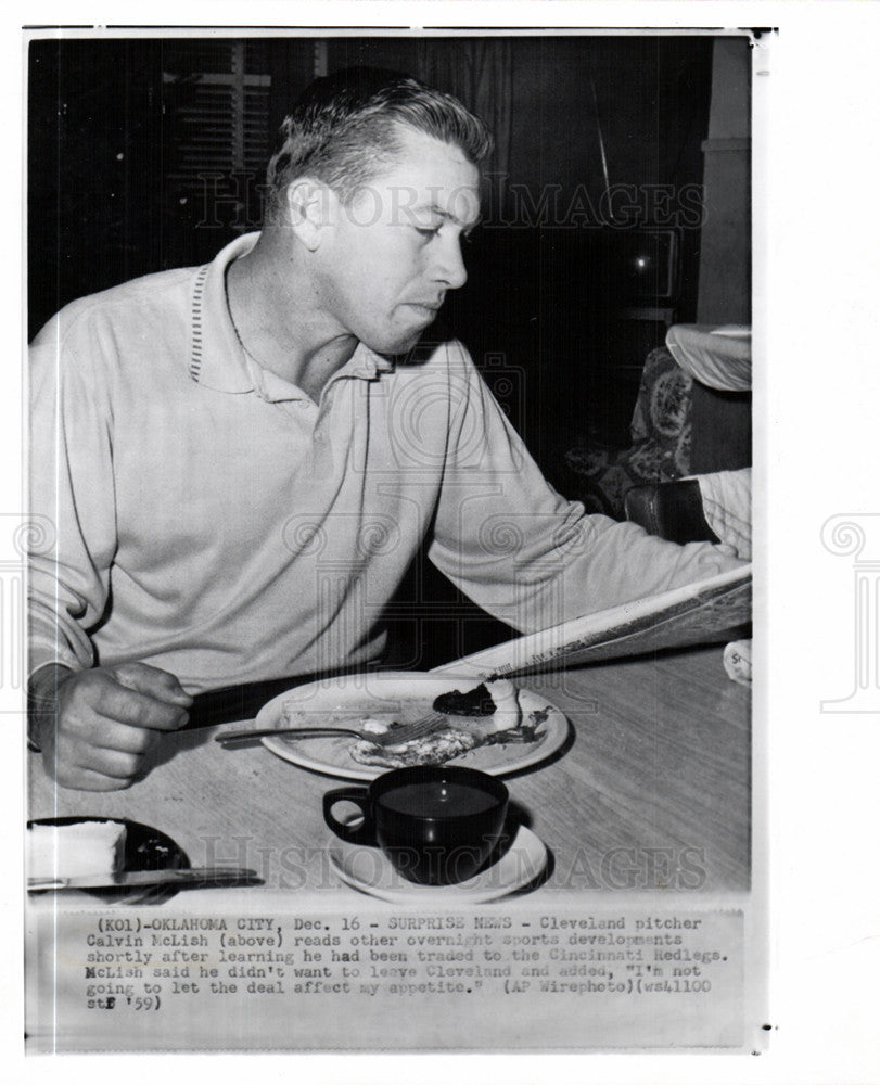 1959 Press Photo Calvin McLish traded Redlegs Indians - Historic Images