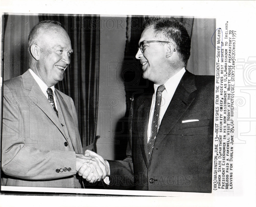 1957 Press Photo Scott Mcleod, Eisenhower, Ireland - Historic Images