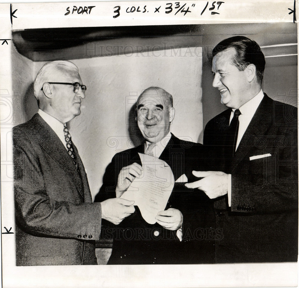 1954 Press Photo Roy Mack, Will Harridge, Johnson - Historic Images