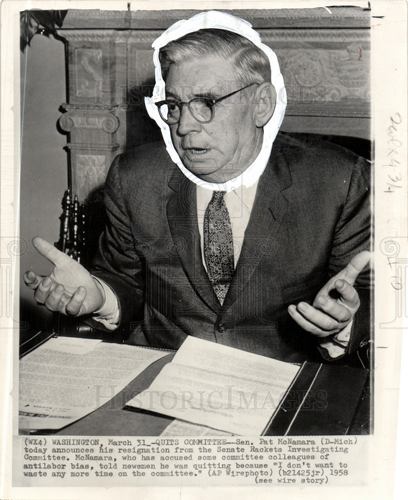 1959 Press Photo pat mcnamara senate rackets committee - Historic Images