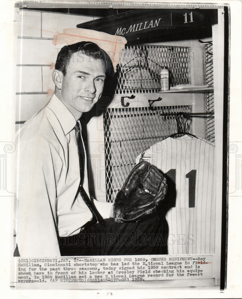 1959 Press Photo Roy McMillan Cincinnati shortstop - Historic Images