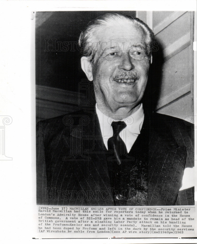 1963 Press Photo Maurice Harold Macmillan Prime Ministe - Historic Images