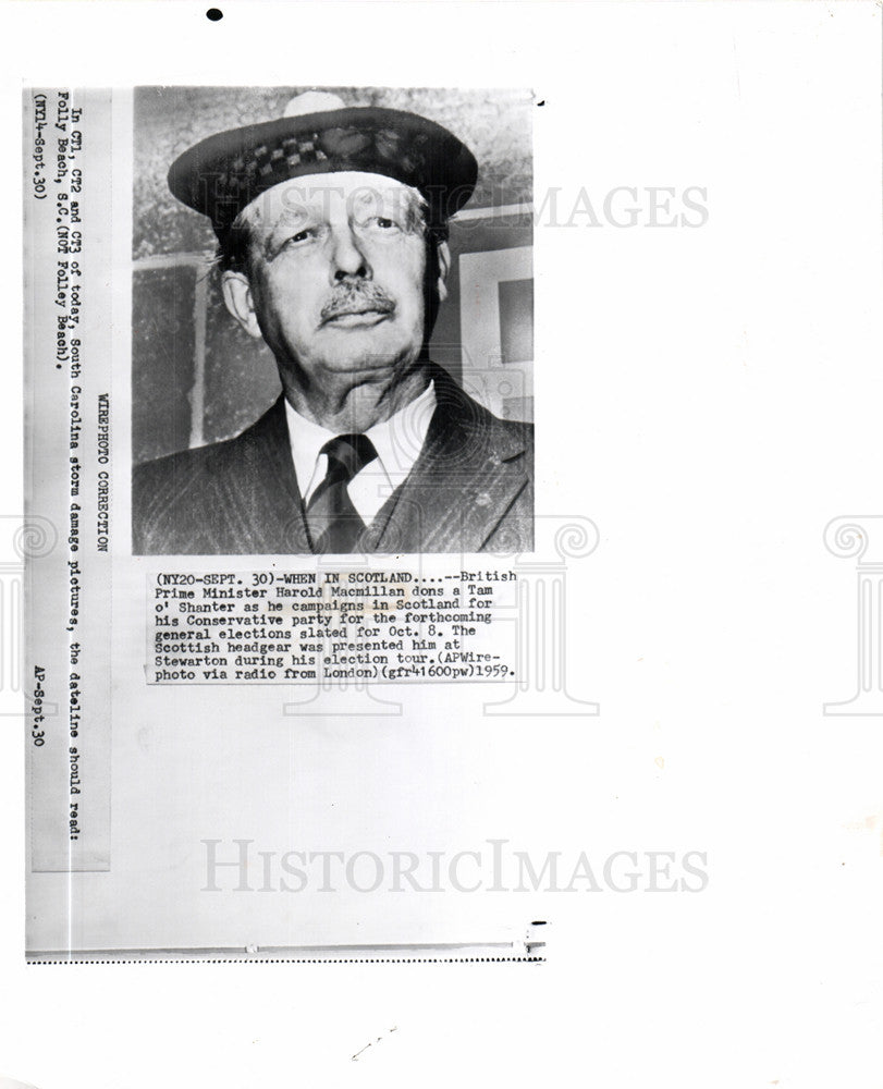 1959 Press Photo Tam o Shanter Harold Macmillan - Historic Images