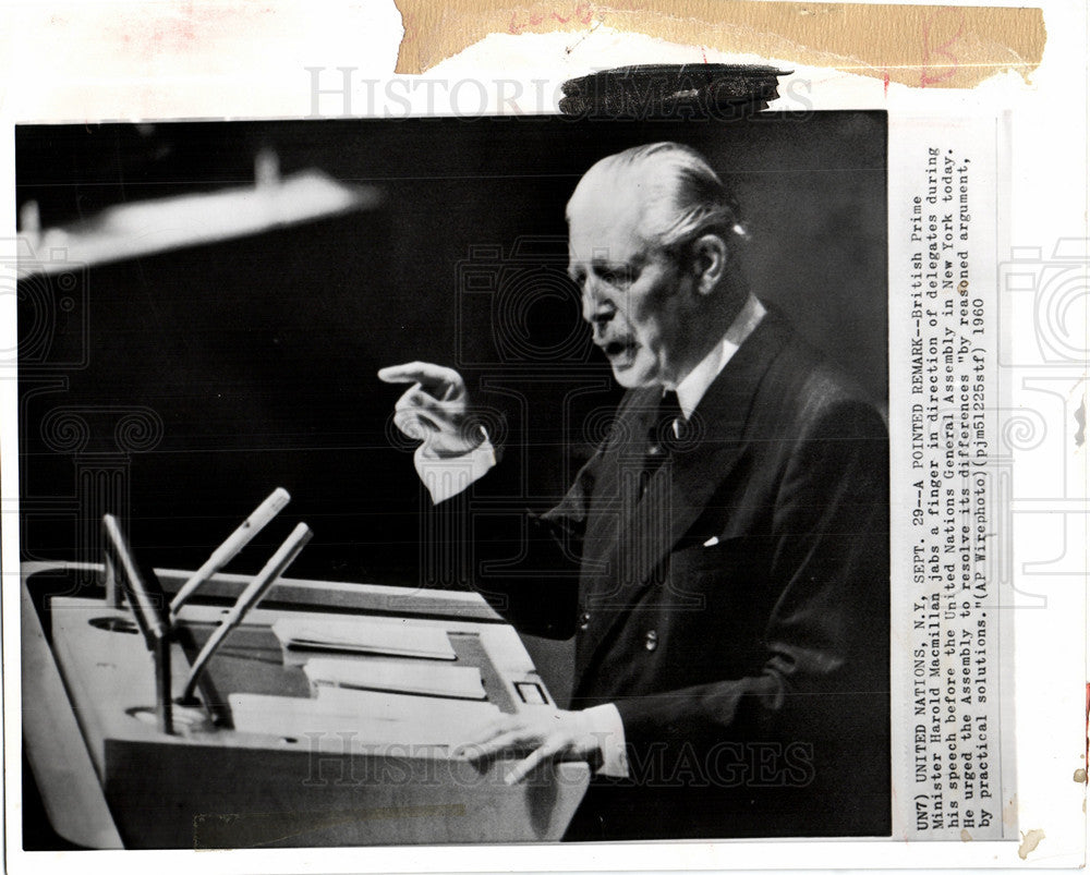 1960 Press Photo Harold Macmillan United Nations speech - Historic Images